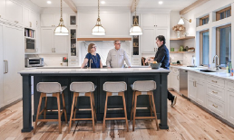 Phinney Design Group principal Mike Phinney, right, with homeowners Anne and Paul Krump.
Donna Abbott-Vlahos | Albany Business Review